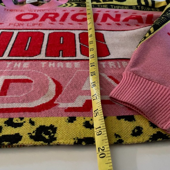 Adidas Scarf Logo Intarsia Cropped Pink Sweater Jumper Pink Small - Picture 7 of 9